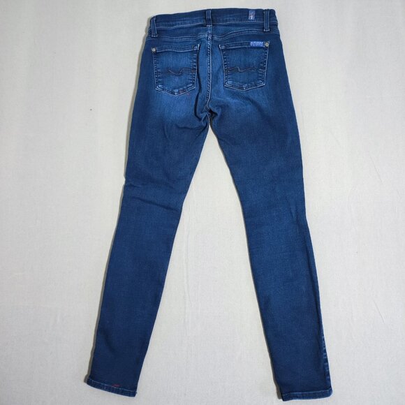 7 For All Mankind jeans women's size 26 ink blue colour skinny mid-rise straight - Picture 3 of 16